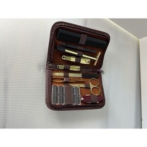 Vintage Shaving‎ Travel Leather Case Kit 10pc